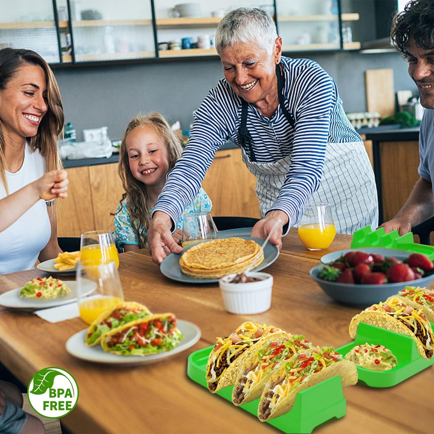 Taco Holder Stand, Taco Bar Serving Set for a Party 4 Taco Holders Nachos Tortilla Taco Serving Platter Stackable Tuesday Kit, Taco Night