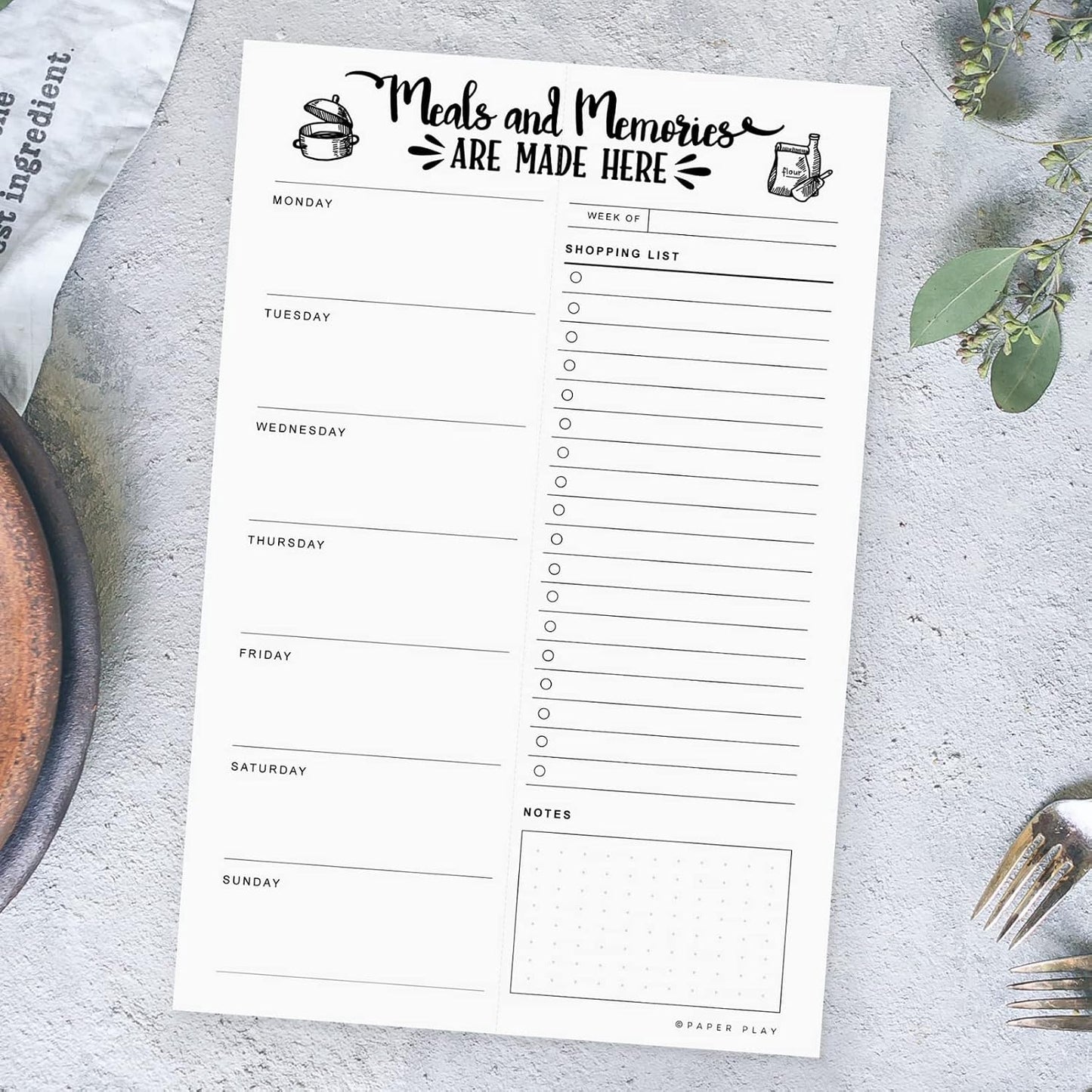 Magnetic Meal Planning Pad for Fridge 52 Undated Tear-off Sheets, 6x9 Inch Meal Planning Notepad for Meal Planner & Grocery List with Magnet, Weekly Meal Planner with Tear Off Shopping List