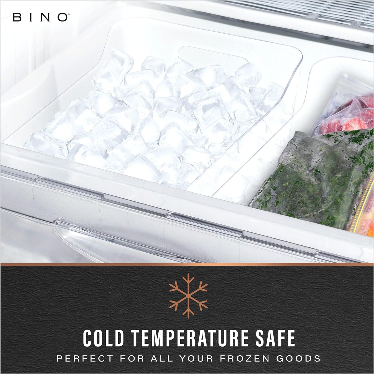 BINO | Plastic Storage Bins, Large - 2 Pack, Clear | THE SOHO COLLECTION | Pantry Organizers and Storage Containers | Fridge Organizer Bins | Kitchen Cabinet Organizer | Medicine Cabinet Bin
