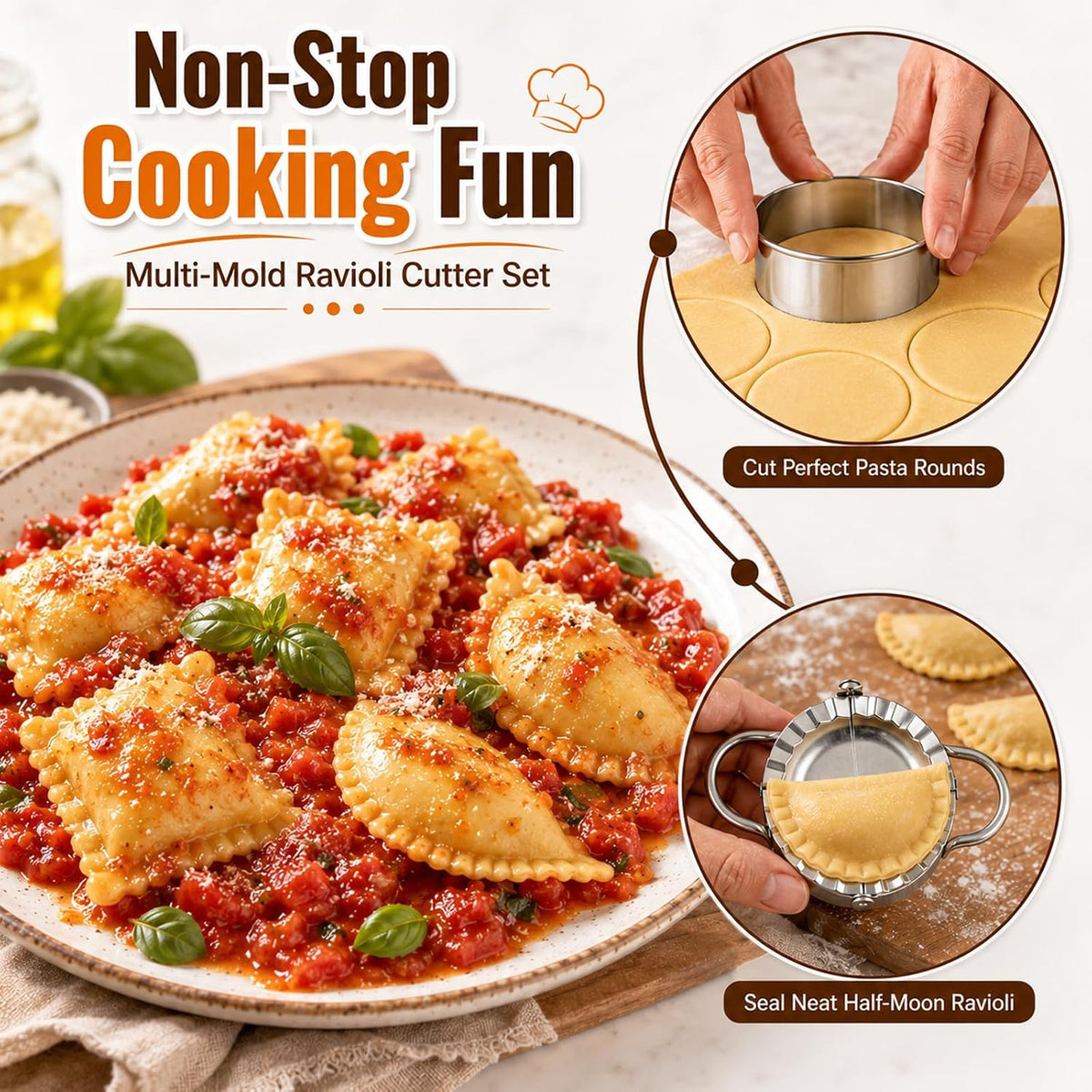 11 Pieces Ravioli Mold Set, Easy-to-Use Ravioli Maker Press with Ravioli Cutter Wheel, Pasta Cutter & Ravioli Making Kit, Wooden Pasta RollerPasta Making Tools for home，pasta lover