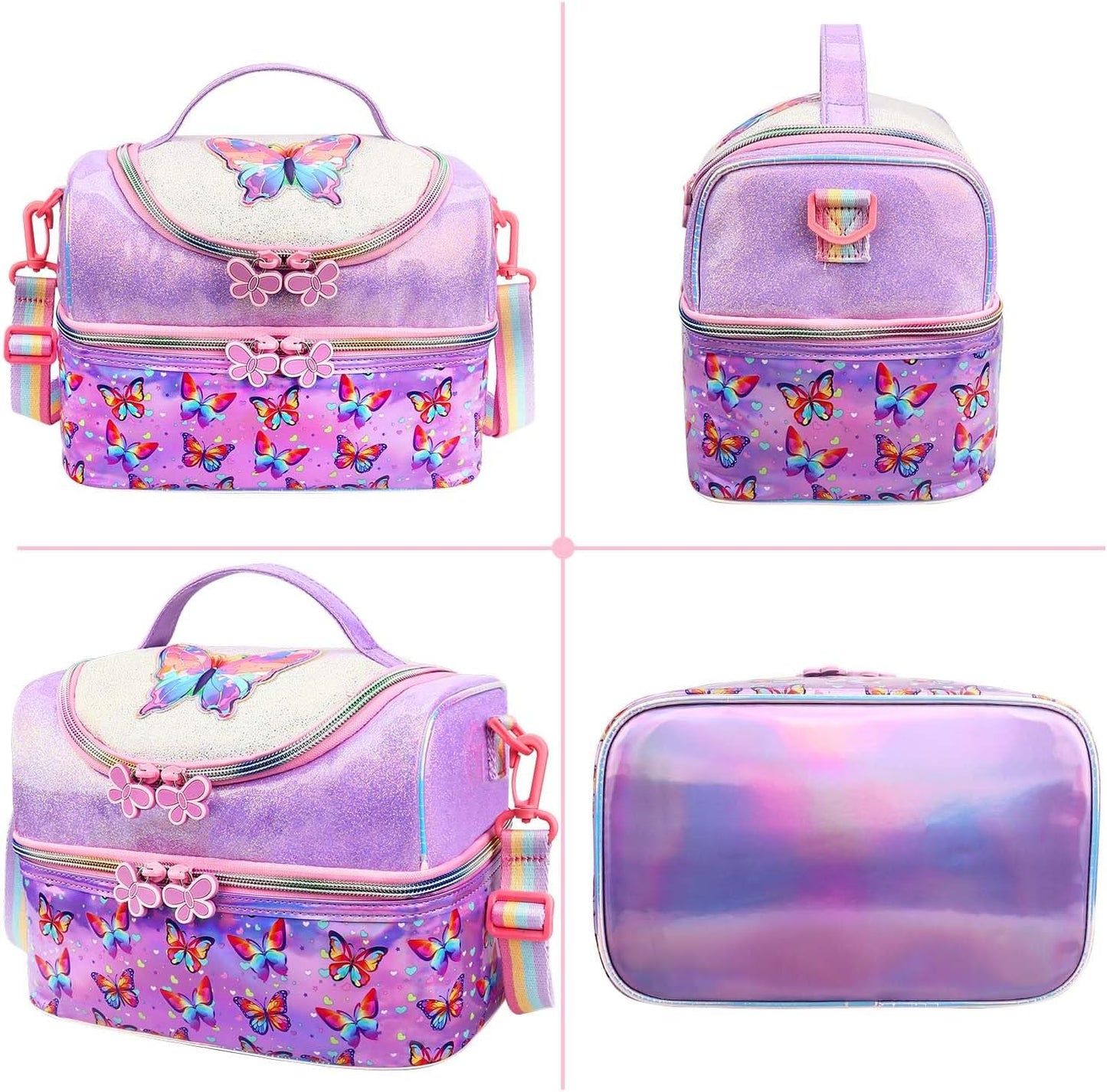 RHCPFOVR Kids Lunch Bag - Double - Decker Cooler Insulated Lunch Box for Boys Girls,Washable Lunch Bag with Strap and Reusable Toddler Lunchbox for School and Daycare