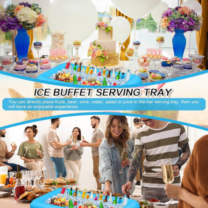 Leitee Inflatable Serving Bar with Drain Plug 52 x 24 x 5'' Inflatable Ice Serving Buffet Bar for Party Food Cooler Buffet Drink(Black,Basic Style)