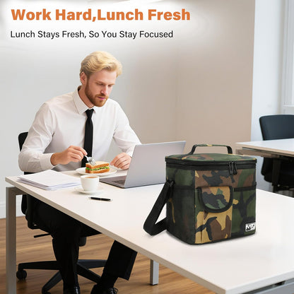 Tirrinia Insulated Lunch Bag for Women Men, Leakproof Lunch Box Containers for Adult, Work, School, Soft Lunchbox for Kids,Boys, Adult Cooler Bag for Picnic Hiking Beach,Charcoal