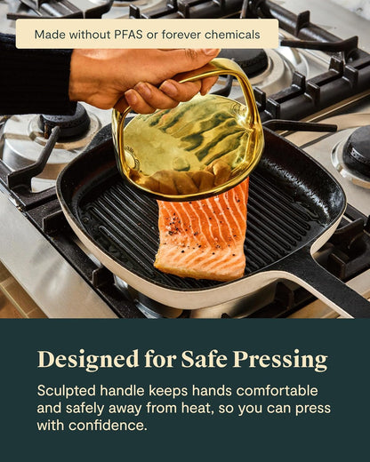 Caraway Grill Press with Handle, 100% Stainless Steel Body