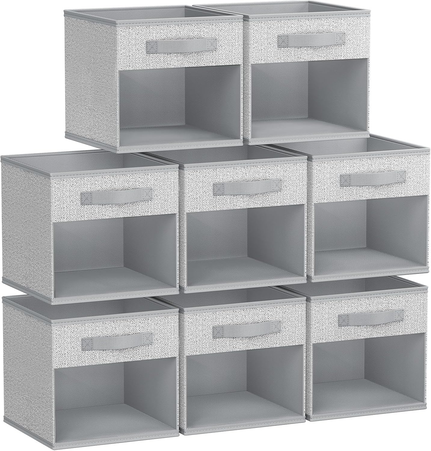 DIMJ Storage Cubes, 11x 11 inch Cube Storage Bin, 6 Pack Closet organizers and storage Bins with Window, Collapsible Baskets with Handle for Shelves, Clothes, Toys, Books (Grey)