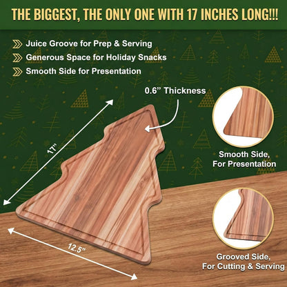 New – Reindeer Charcuterie Board – Acacia Wood Christmas Cutting Board (17x13in) Holiday Serving Tray, Winter Cheese Board, Wooden Christmas Platter & Kitchen Decor Gift for Festive Entertaining
