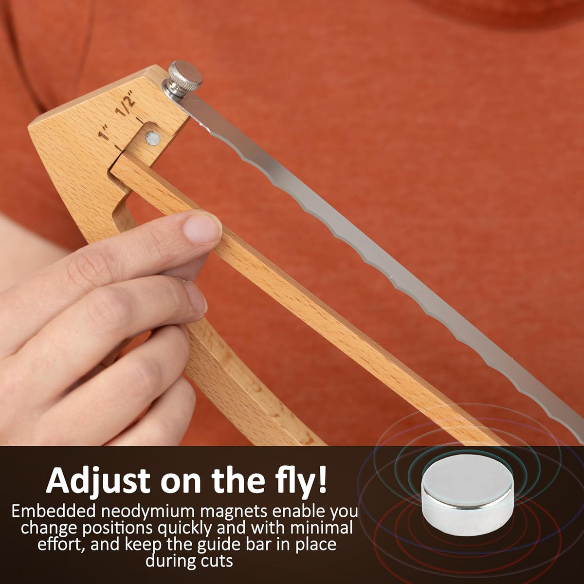 Adjustable Bread Knife for Homemade Bread with 1/2" and 1" Thickness Guides