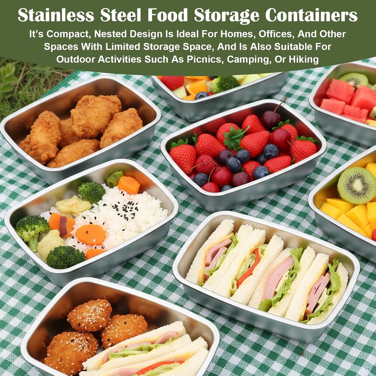 10 Pack 34oz Stainless Steel Food Storage Containers with Airtight Leak-Proof Lids, Reusable Meal Prep Lunch Boxes Freezer Dishwasher Safe Stackable Containers for Snacks Fruits On-the-Go Meals