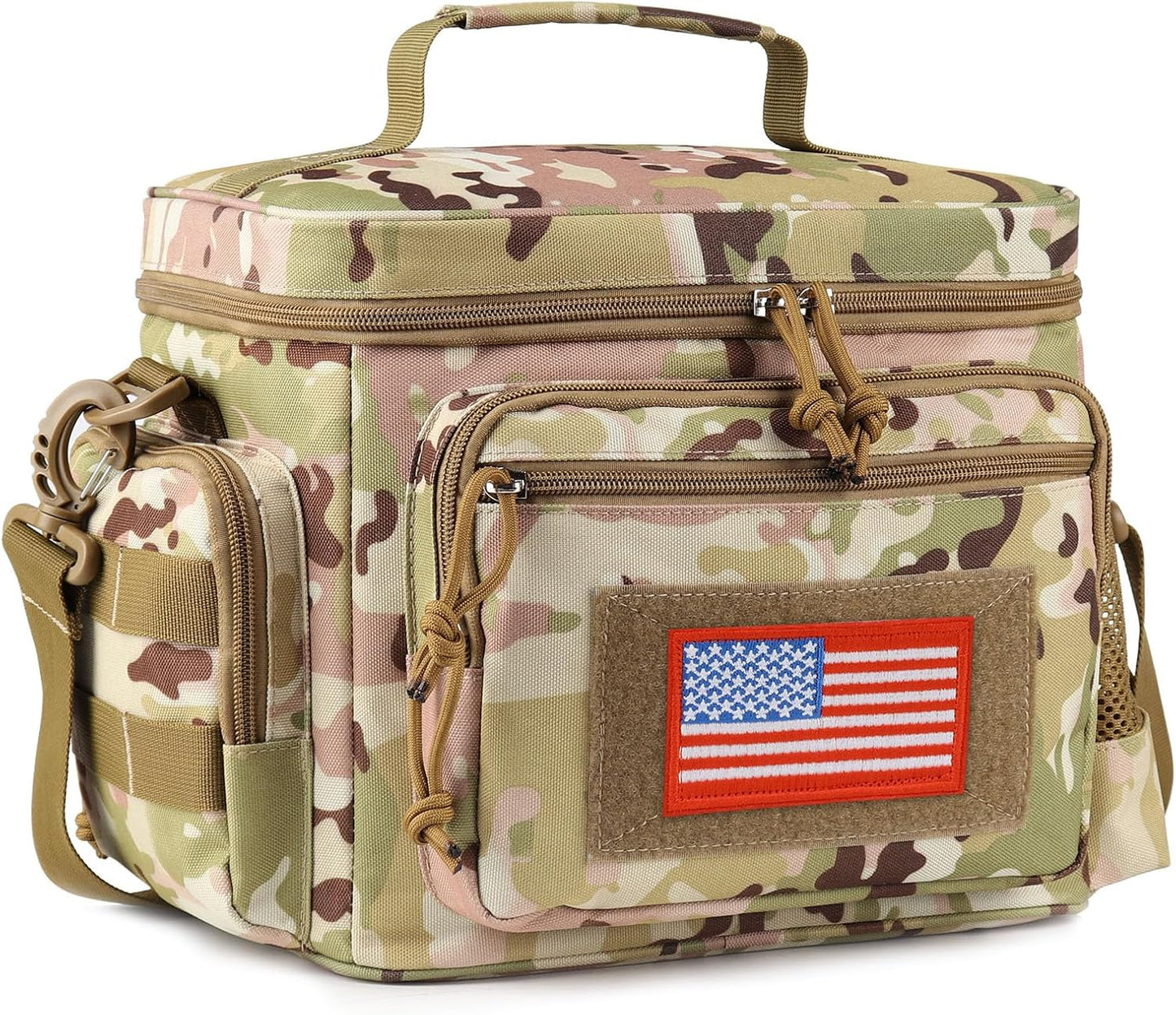 Lunch Box for Men, Tactical Lunch Bag MOLLE Webbing Leakproof Insulated Lunch Cooler Women Adult Meal with Adjustable Shoulder Strap Lunch Pail (Blue)