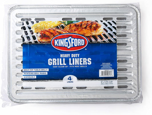 Kingsford Extra Tough Aluminum Grill Liners, Disposable Foil Grill Toppers for Outdoor Grills, Helps Keep Food and Sauce from Falling Through Grates, 16 x 11.75 in, 14 Count