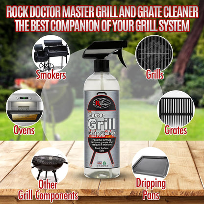 Rock Doctor Grill & Grate Cleaner 24oz. 2-Pk Food Surface Safe, Powerful Foaming Action, No Fumes, Fast Acting Formula Removes Grease, Grime