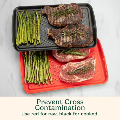 Cuisinart CPK-210 Grilling Prep and Serve Trays, Black and Red Large 18” x 14.5”