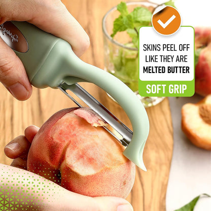Spring Chef Premium Swivel Vegetable Peeler, Soft Grip Handle and Ultra Sharp Stainless Steel Blades - Perfect Kitchen Peeler For Veggie, Fruit, Potato, Carrot, Apple - Mango