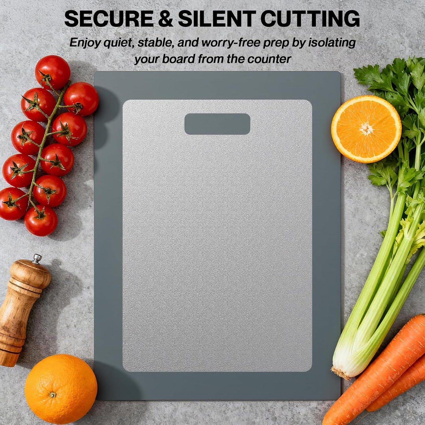 Titanium Cutting Board Set of 3, 100% Pure Titanium Food-Grade Cutting Boards for Kitchen with Silicone Pad, Ideal Cooking Camping Cutting Tool, Double-Sided Design, Dishwasher Safe (S+M+L)
