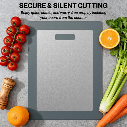 Titanium Cutting Board Set of 3, 100% Pure Titanium Food-Grade Cutting Boards for Kitchen with Silicone Pad, Ideal Cooking Camping Cutting Tool, Double-Sided Design, Dishwasher Safe (S+M+L)