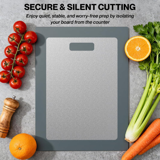 Titanium Cutting Board Set of 3, 100% Pure Titanium Food-Grade Cutting Boards for Kitchen with Silicone Pad, Ideal Cooking Camping Cutting Tool, Double-Sided Design, Dishwasher Safe (S+M+L)
