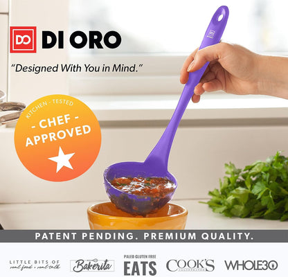 DI ORO Silicone Ladle - Soup & Serving, 600F Heat Resistant, Black