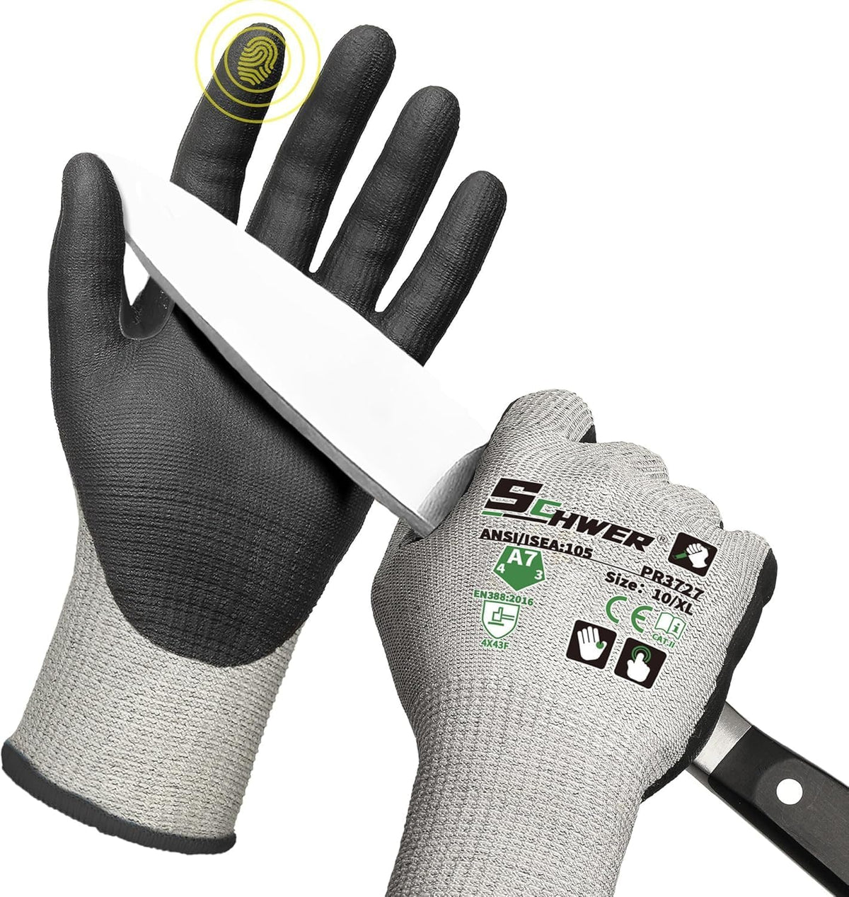 Schwer ProGuard A7 Cut Resistant Work Gloves for High Risk Work, PR3727, L