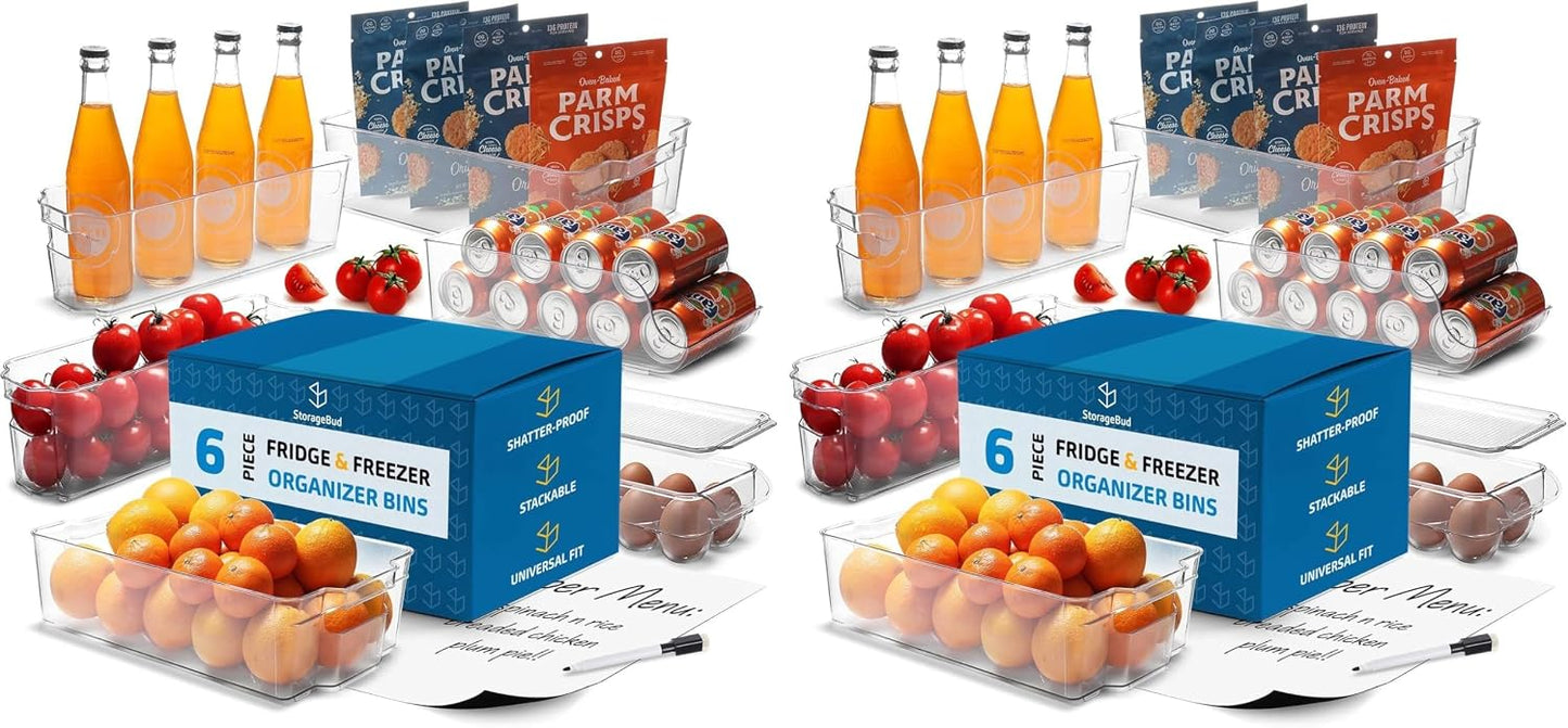 STORAGEBUD Fridge Organizer - 14 Piece Refrigerator Organizer Bins - Stackable Freezer Organizer - Clear Refrigerator Organizer - Acrylic Fridge Bins, (VDS-SB-BIN-14SET)