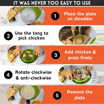 Chicken Shredder Tool Twist Large – 10.2 Inch Non Slip Meat Shredder with Removable Tray- BPA Free, Dishwasher Safe, Heat Resistant Chicken Breast Shredder with Handle & Serving Tong