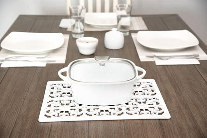 GASARÉ, Extra Large, Thick, Silicone Trivet for Hot Dishes, Pots, and Pans, Heat Resistant Mat for Countertop, Hot Pad for Kitchen, Easy to Clean, 16 x 12 x 3/8 Inches, White