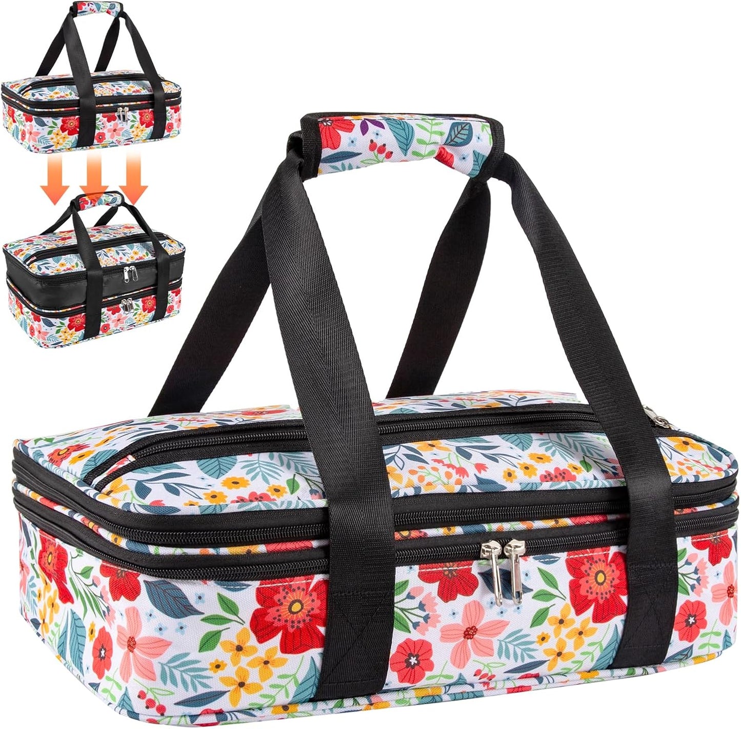 Insulated Casserole Carrier Fits Pioneer Woman Kitchen Stuff & 9x13 Baking Dish, Large Lasagna Lugger Tote, Leakproof Thermal Food Warmer Bag for Potluck, Picnic, Travel, Hot/Cold Food & Mom Gifts
