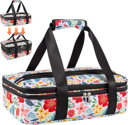Insulated Casserole Carrier Fits Pioneer Woman Kitchen Stuff & 9x13 Baking Dish, Large Lasagna Lugger Tote, Leakproof Thermal Food Warmer Bag for Potluck, Picnic, Travel, Hot/Cold Food & Mom Gifts