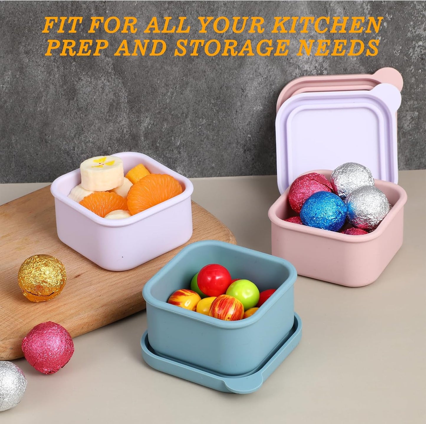 10 Pack 6 oz Silicone Snack Containers, Reusable Small Containers with Lids, Reusable Meal Prep Silicone Containers Lunch Box Bento Box Set