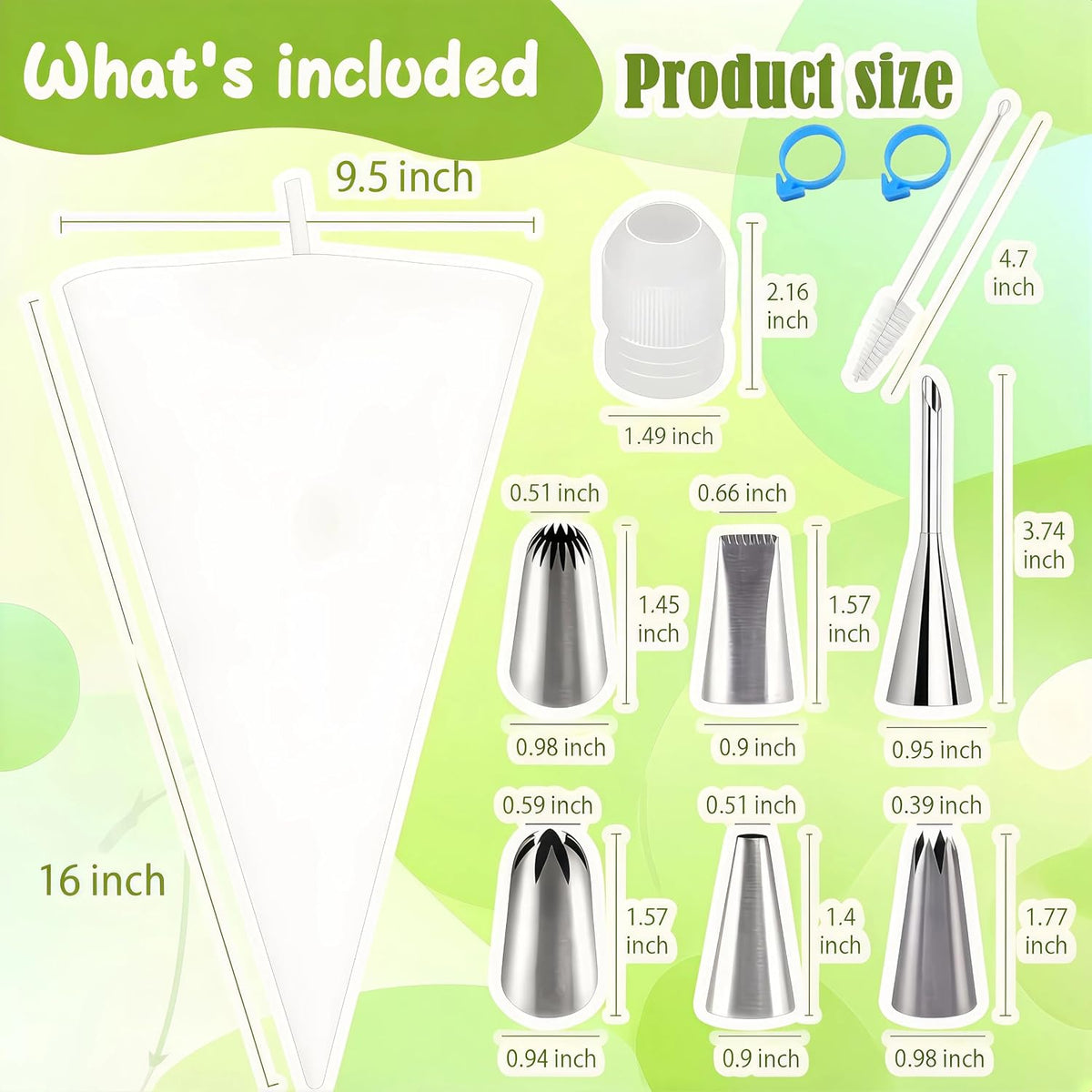 Reusable Piping Bags and Tips Set - 16inch Pastry Bags for Cake Decorating, Cupcakes, Cookies | Durable Cotton Exterior, Easy to Clean, Eco-Friendly Baking Kit for Home Bakers & Chefs(14)