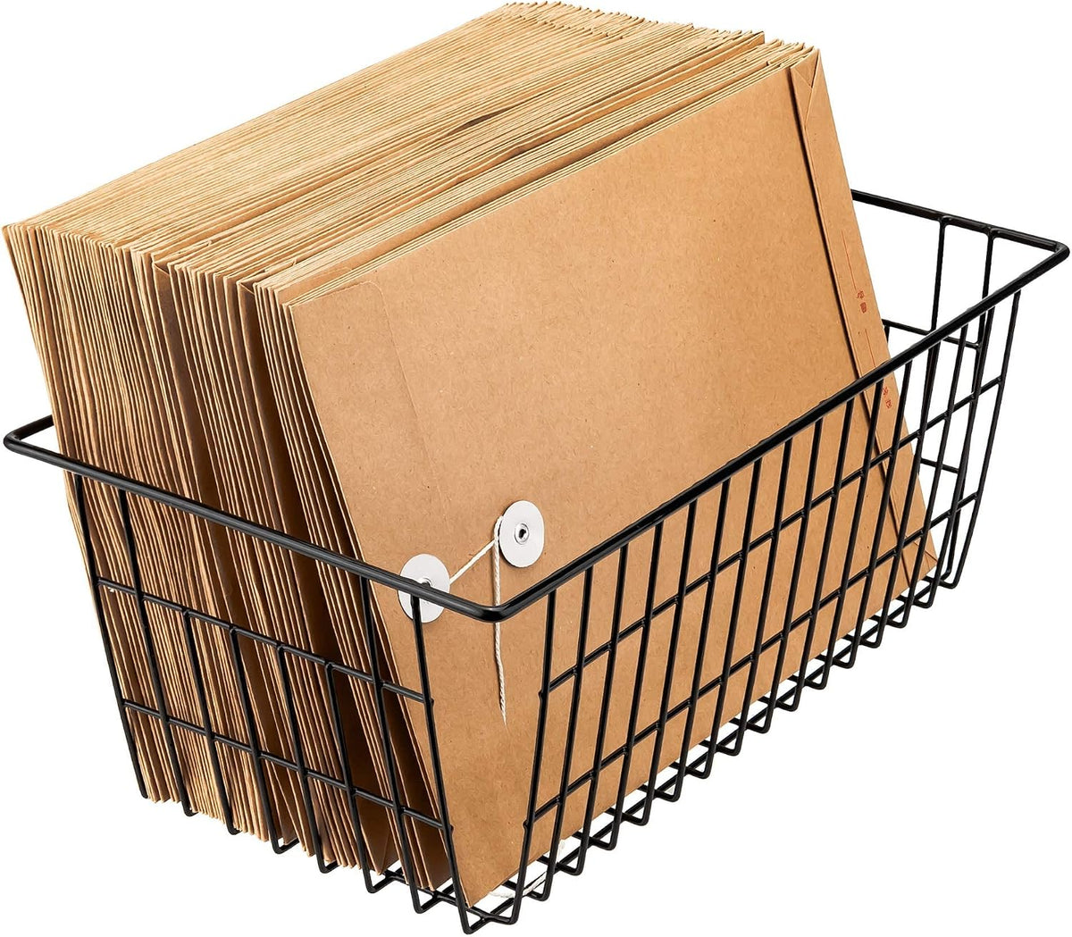 Slideep Wire Baskets Farmhouse Freezer Organizer Storage Bin Basket with Handles, Food Storage for Kitchen Cabinets, Pantry, Closet, Bedroom, Bathroom, Office 3 Pack