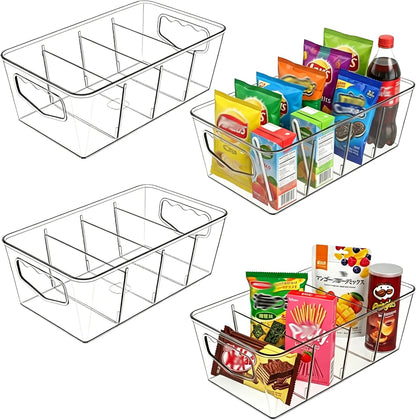 SPACELEAD 10 Pack Ultimate Clear Organizer Bins with Removable Dividers | The complete house organization solution for large families.Categorize everything from laundry supplies to pantry bulk items.