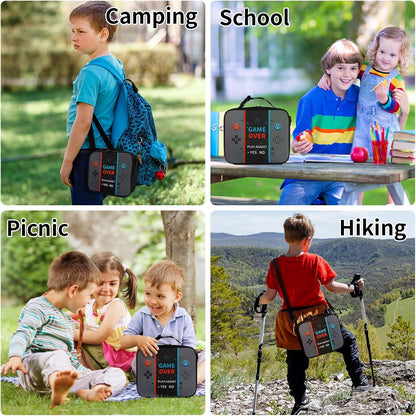 Game Console Insulated Lunch Bag lonchera for Teen Boy Kid Gamer Lunch Box Bento Reusable Large Capacity Portable Waterproof Leakproof with name tag to School Office Picnic (1PCS Lunch Bag)