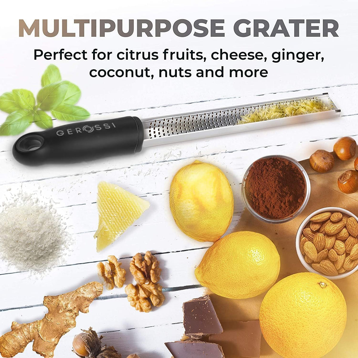 Stainless Steel Lemon Zester with Handle, Citrus Zester Grater for Cheese