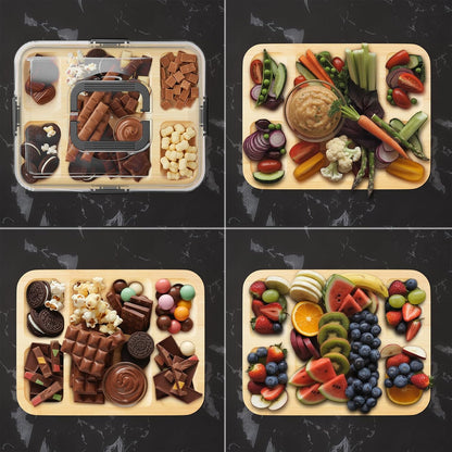 SpaceAid Charcuterie Board with Clear Lid, Portable Travel Cheese Cutting Boards for Picnic Accessories, Bamboo Serving Tray with Lids, House Warming Gifts, Black Handles, 8 Compartments
