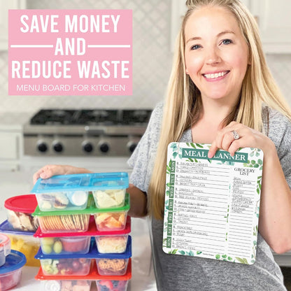 Hadley Designs Weekly Meal Planner for Fridge - Dinner Menu Board for Kitchen, Greenery Weekly Menu Board Dry Erase, Dry Erase Meal Planner for Fridge