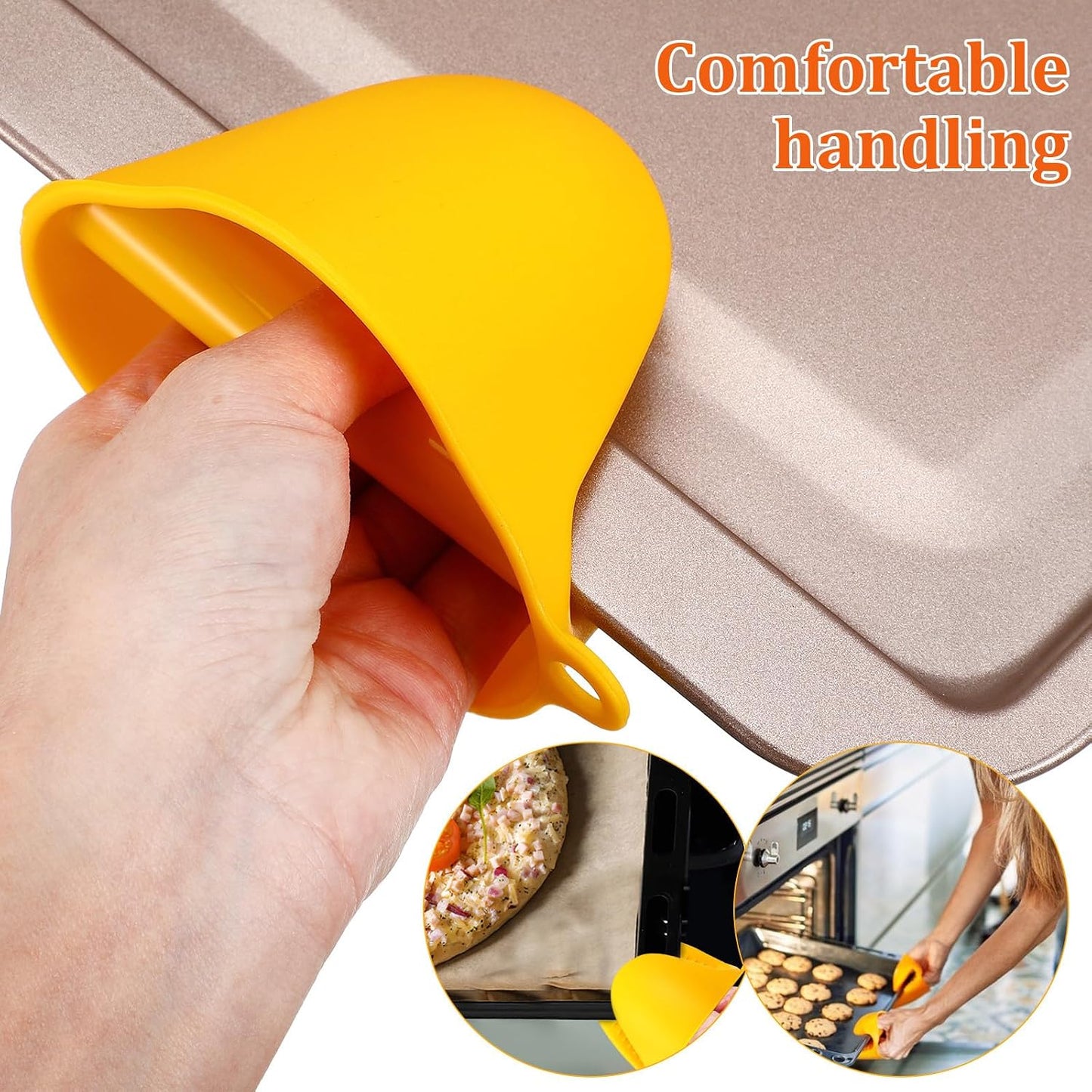 Cabilock Mini Silicone Oven Pinch Mitts Set, 3 Pairs Heat Resistant Cooking Finger Protectors with Bowl Gripper Clips, Pot Handle Mittens for Microwave and Kitchen Use