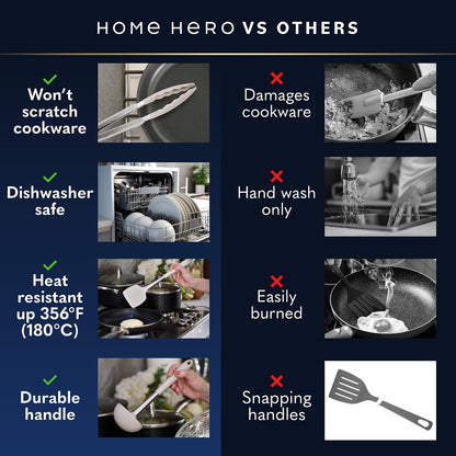 Home Hero Silicone Kitchen Utensils Set - Heat Resistant Non-Scratch Cooking Utensils - Ergonomic Silicone Spatula Set - Dishwasher Safe Kitchen Tools - 26 Piece, Stone