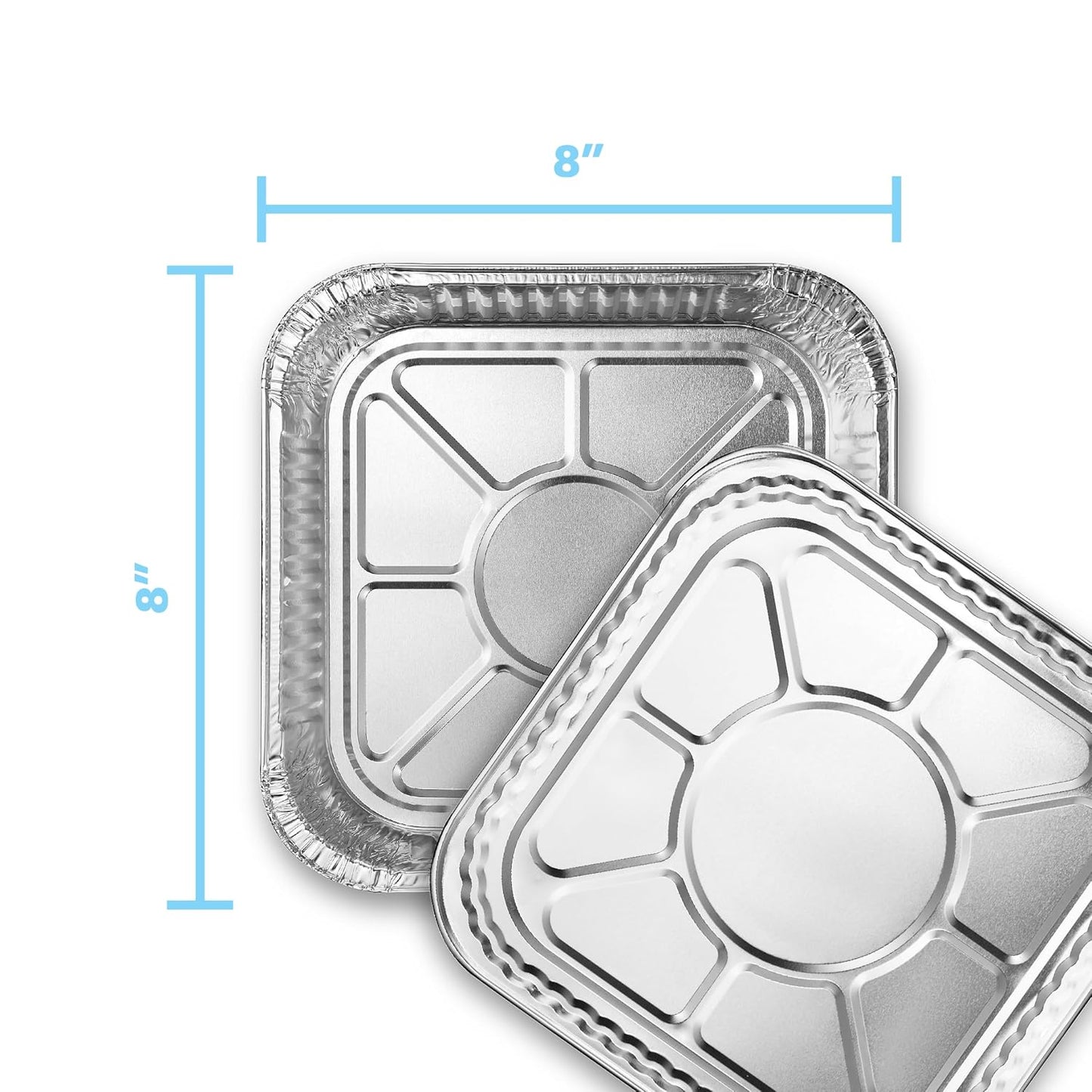 MontoPack 8” Disposable Aluminum Foil Square Baking Pans | 8 x 8 Cake Pan Tin for Broiling, Toaster Oven, Meal Prep, Roasting, Take Out | 20 Pack (8" X 8" Without Lids)