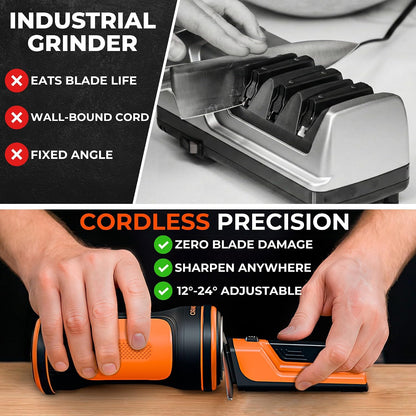 Orange Ninja Electric Rolling Knife Sharpener for Kitchen & Chef Knives
