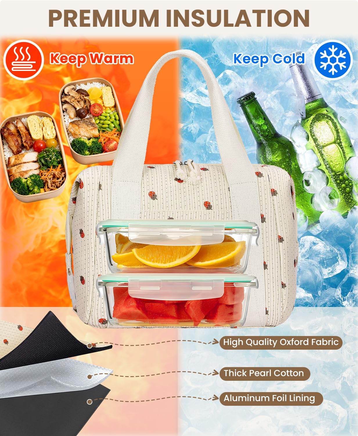 HowFly Lunch Bag Women Lunch Box for Women Cute Corduroy Insulated Lunch Bag Adult Large Cooler Lunch Tote Bags for Work Picnic Beach, Blue