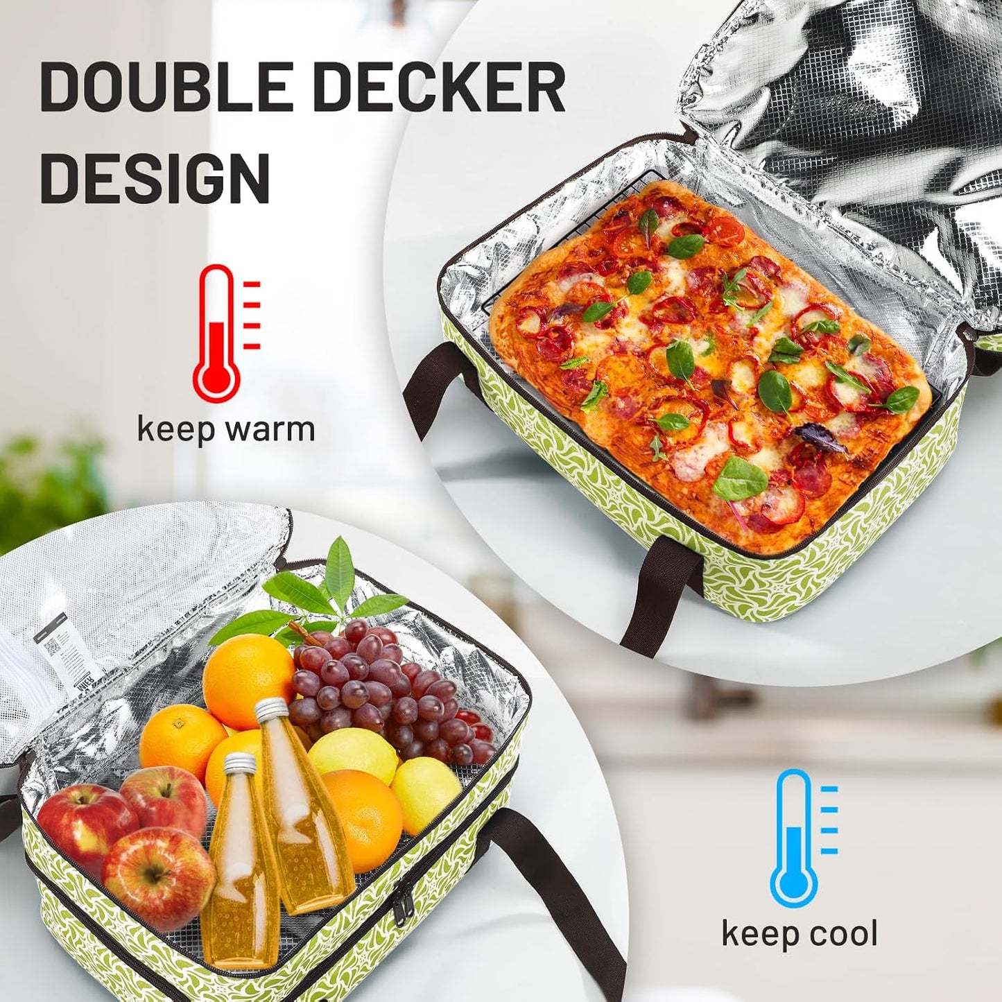 MIER Insulated Casserole Carrier for Hot or Cold Food Thermal Food Carrier Bag for Lasagna Potluck Parties Picnic Cookouts, Fits 9"x13" Baking Dish/Foil Pan, Red