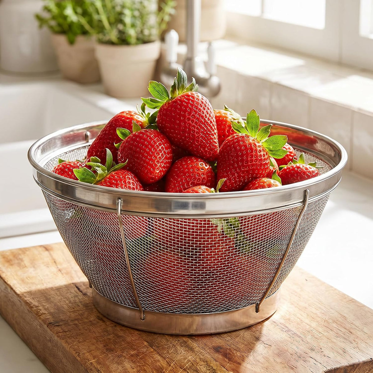 Rice Strainer Fine Mesh, Stainless Steel Colander Fine Mesh Strainer for Pasta, Rice, Fruit, Metal Net Baskets for Strain, Drain, Rinse or Steam