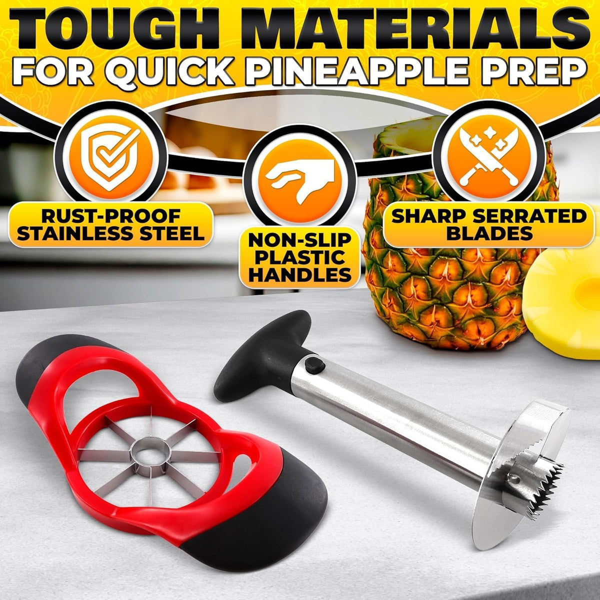 Watermelon Cutter Slicer Tool 2-in-1, Retractable Fork, 304 Steel