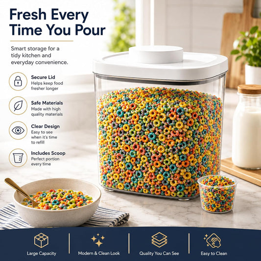 25 Lbs Airtight Rice Dispenser, Rice Storage Container,Dry Food Holder for Flour, Sugar, Cereal, Dog & Cat Food, Kitchen Pantry Organization