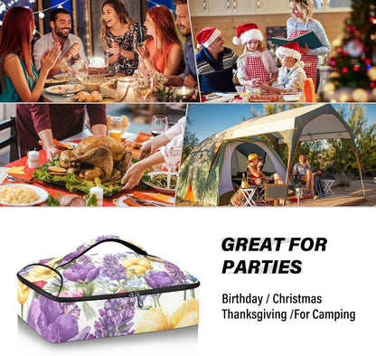 Casserole Carriers for Hot or Cold Food Reusable Casserole Dish Carrier Insulated Thermal Large Capacity Durable Perfect for Party Camping Family Gatherings Yellow Fish - Colors B