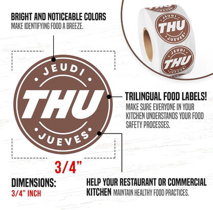 Easy Identification Date Stickers 7,000 Days of the Week Stickers – Sunday 3/4" Days of the Week Food Labels – Day Dots for Food – Restaurant Supplies – Best By Commercial Kitchen Supplies