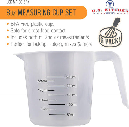 U.S. Kitchen Supply Plastic Measuring Cups with Handles - 16 oz (500 ml)