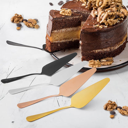 5x Cake Server Pie Holder Transfer Triangular Spade Spatula Serrated Edge - Gold