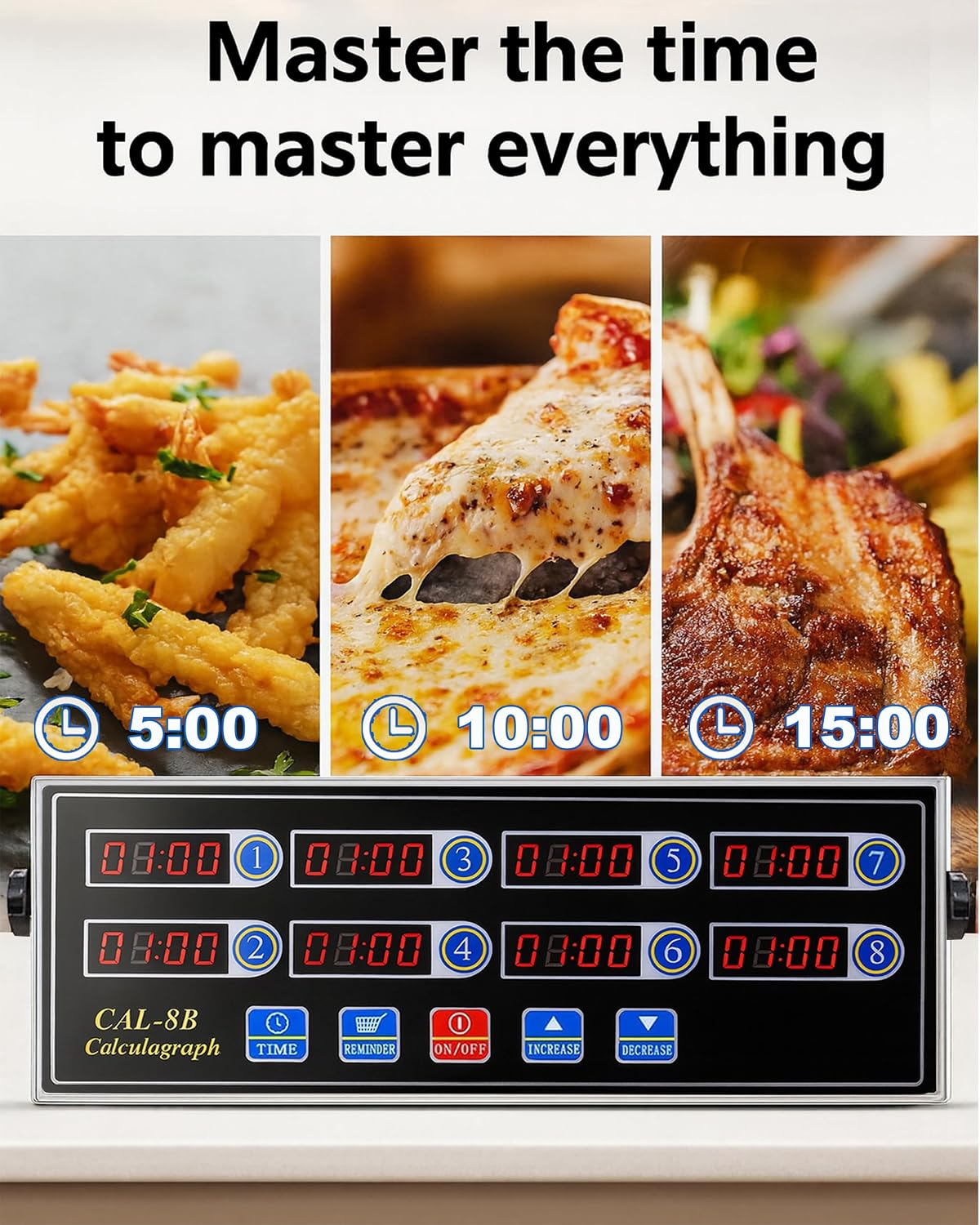 Commercial 8 Channels Digital Kitchen Timer, Calculagraph Fry Timer