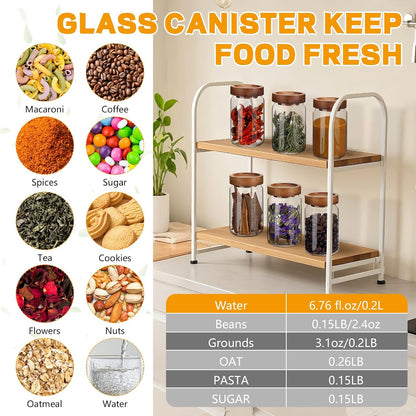 Small Glass Jars with Airtight Lids Round Spice Jar Kitchen Storage Jars Seasoning Containers Bottle Glass Food Storage Canisters Jars for Coffee Cookie Liquid Pantry Organizers